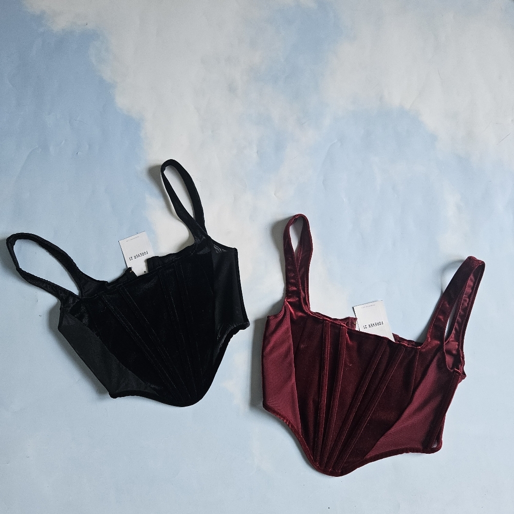 Bundle of Two Velour Corsets, Holiday Corset, Trendy, Stylish, Cute Corsets